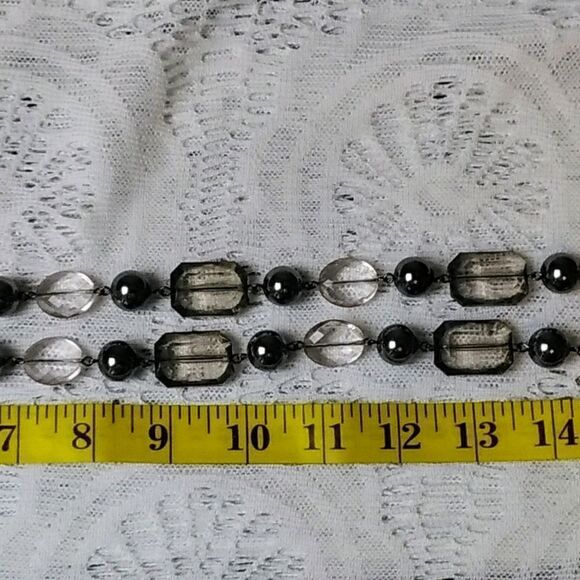 Necklace-18" Clear, gray and hematite beads - Picture 5 of 5